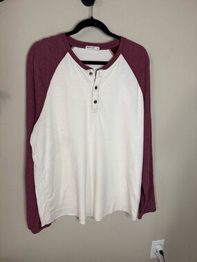 Marine Layer Mens XL Raglan Henley Long Sleeve Shirt